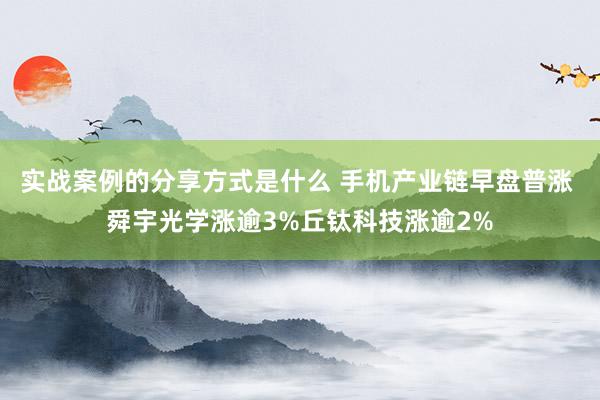 实战案例的分享方式是什么 手机产业链早盘普涨 舜宇光学涨逾3%丘钛科技涨逾2%