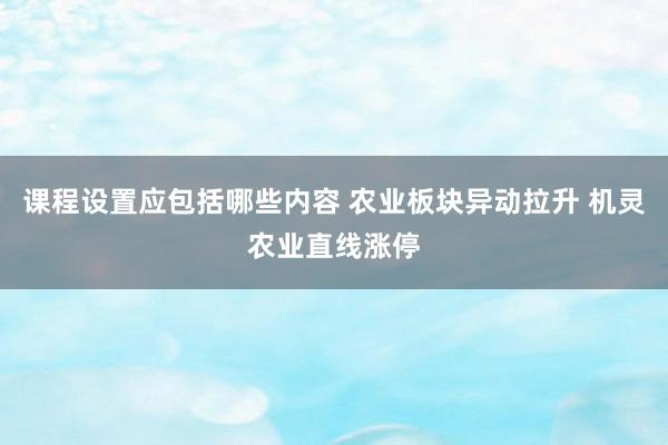 课程设置应包括哪些内容 农业板块异动拉升 机灵农业直线涨停