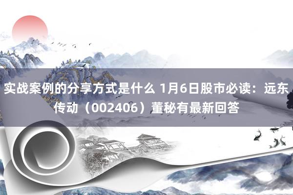 实战案例的分享方式是什么 1月6日股市必读：远东传动（002406）董秘有最新回答