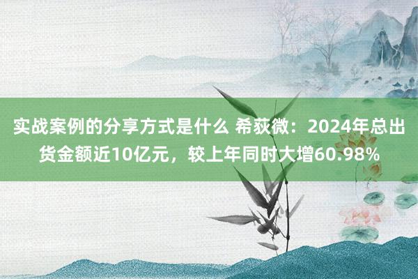 实战案例的分享方式是什么 希荻微：2024年总出货金额近10亿元，较上年同时大增60.98%