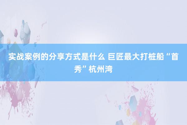 实战案例的分享方式是什么 巨匠最大打桩船“首秀”杭州湾