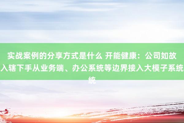 实战案例的分享方式是什么 开能健康：公司如故入辖下手从业务端、办公系统等边界接入大模子系统