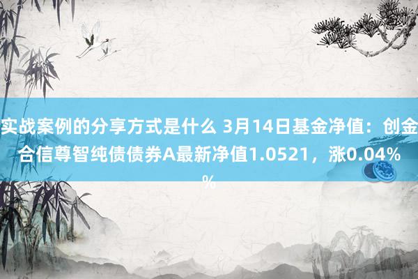 实战案例的分享方式是什么 3月14日基金净值：创金合信尊智纯债债券A最新净值1.0521，涨0.04%